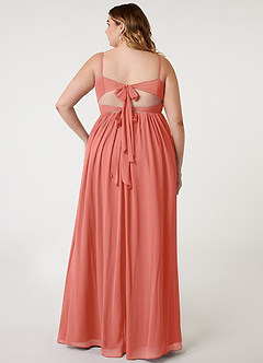 Azazie Zeya Bridesmaid Dresses Salmon Pink A-Line V-Neck Pleated Chiffon Dress image7