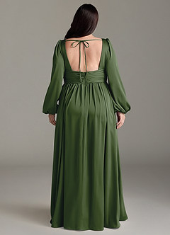 Azazie Norah Robes de demoiselle d'honneur Robe Trapèze en Satin extensible Genévrier image8