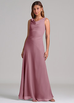Azazie Nerine Bridesmaid Dresses Vintage Mauve A-Line Pleated Chiffon Dress image3