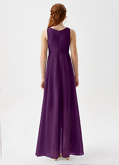 Azazie Lizette Junior Grape A-Line Pleated Chiffon Dress image6
