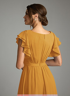 Azazie Daphne vestidos de dama de honor modestos Vestido de Corte en A Volantes Hasta el suelo Gasa image6