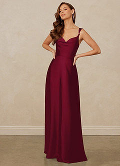 Christian Siriano Bridal for Azazie 1001 Brautjungfernkleider A-Linie Herzausschnitt Stretch-Satin Kleid Burgunderrot image3