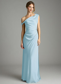 Azazie Emerson Bridesmaid Dresses Sky Blue Mermaid Off the Shoulder Stretch Satin Dress image4