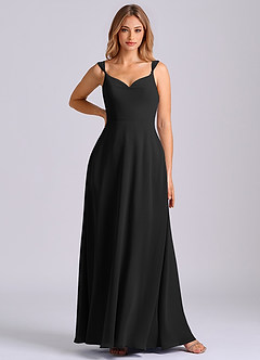 Azazie Beatrice Bridesmaid Dresses Black A-Line Sweetheart Neckline Chiffon Dress image3