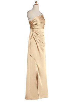 Azazie Eren Junior Champagne Sheath Pleated Stretch Satin Dress image6