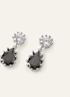 front Crystal and Onyx Pear Drop Earrings