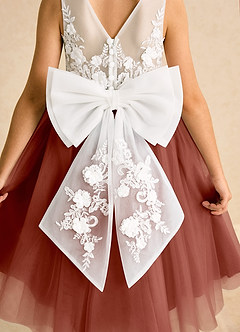 Azazie Lina Flower Girl Dresses Ivory Auburn Ball-Gown Lace Dress image7