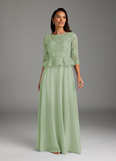Azazie Averie Mother of the Bride Dresses Dusty Sage A-Line Boatneck Sequins Chiffon Dress image3