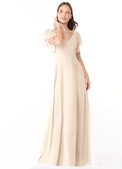 Azazie Syenna Bridesmaid Dresses White Alabaster A-Line Ruched Chiffon Dress image1