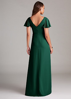 Azazie Soren Bridesmaid Dresses Emerald A-Line Ruched Chiffon Dress image2