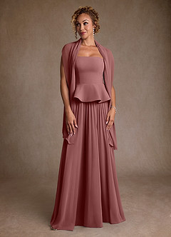 Azazie Josabeth Klänningar till brudens mor Klänning A-Line i Chiffong Plisserad Desert Rose image4