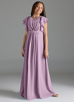 Azazie Daphne Junior Wisteria A-Line Pleated Chiffon Dress image4