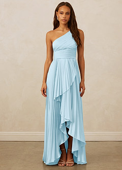 Christian Siriano Bridal for Azazie 1008 Bridesmaid Dresses Sky Blue A-Line One Shoulder Stretch Satin Dress image1
