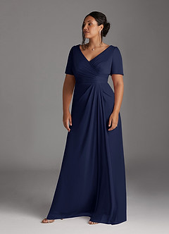 Azazie Bessie Kleider für die Brautmutter A-Linie Plissee Gittergewebe Kleid Dunkelmarine image9