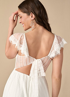 Azazie Bahamas Final Sale Diamond White A-Line Lace Dress image5