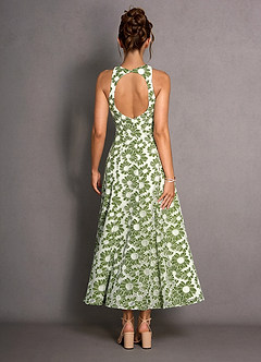 Robe Longue Vert Et Blanc Selira image4
