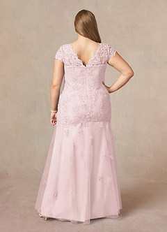 Azazie Marbella Mother of the Bride Dresses Blushing Pink Mermaid Queen Anne Sequins Lace Dress image9
