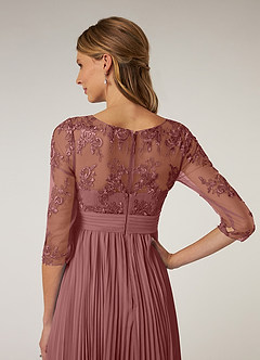 Azazie Tutu Mother of the Bride Dresses Desert Rose A-Line Boatneck Lace Chiffon Dress image6