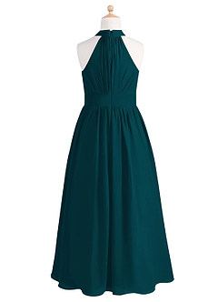 Azazie Iman Junior Pine A-Line Pleated Chiffon Dress image7