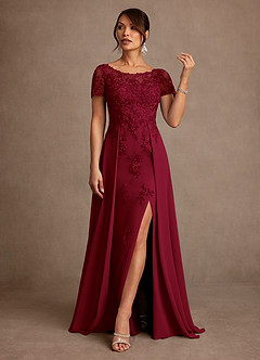 Azazie Alva Mother of the Bride Dresses Burgundy A-Line Lace Dress image4