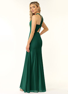 Azazie Rue Bridesmaid Dresses Emerald A-Line Halter Chiffon Dress image4