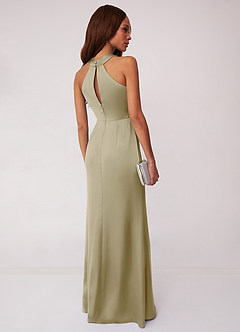 Barbie ♥ Azazie At-home Try On Dresses Barbie Pink Sheath Stretch Satin Dress image2