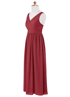 Azazie Kora Junior Pomegranate A-Line Pleated Chiffon Dress image7