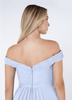 Azazie Audrianna Vestidos de damas de honor Vestido de Hielo de Gasa de Corte en A Convertible con Hombros descubiertos image6