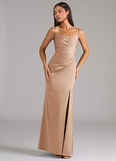 Azazie Marla Bridesmaid Dresses English Rose Sheath Strapless Stretch Satin Convertible Dress image7
