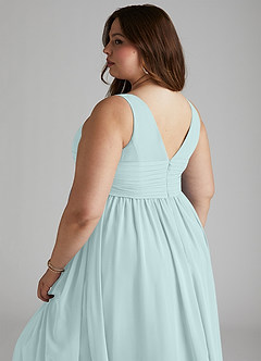 Azazie Yetta Brautjungfernkleider für Schwangere A-Linie V-Hals Versammelt Chiffon Bodenlänge Kleid image12