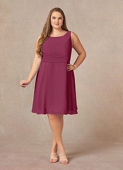 Azazie Shirley Mother of the Bride Dresses A-Line Scoop Pleated Chiffon Knee-Length Dress image9