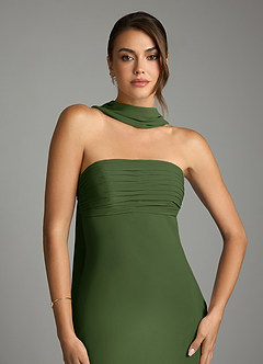 Azazie Saylor Brudtärnklänningar Klä av Sjöjungfru i Chiffong Axelbandslös Oliv image6