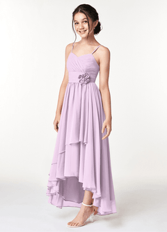 Azazie Catalina Junior Frosted Lilac A-Line Ruched Chiffon Dress image3