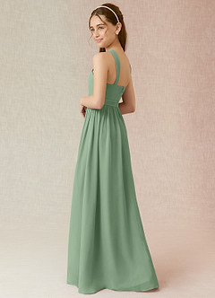 Azazie Jiya Junior Terracotta A-Line Pleated Chiffon Dress image3