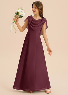 Azazie Lambie Junior Cabernet A-Line Pleated Chiffon Dress image2
