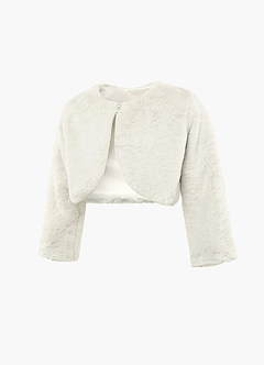 front Flower Girl Faux Fur Jacket