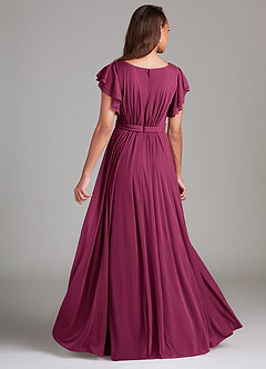 Azazie Daphne Modest Bridesmaid Dresses A-Line Ruched Mesh Floor-Length Dress image2