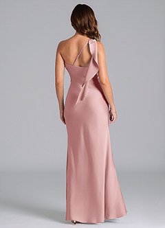 Azazie Driea Robes de demoiselle d'honneur Robe Sirène en Satin extensible Ue épaule Rose Poussiéreuse image2