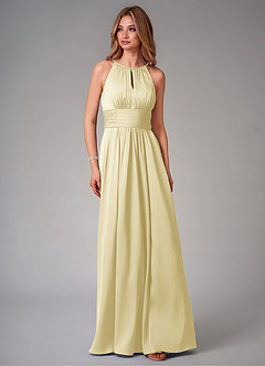 Azazie Bonnie Abiti da Damigella Abito A-Line in Raso Elasticizzato Plissettato Sorbetto Al Limone image6