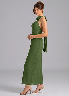 Azazie Velli Bridesmaid Dresses Olive Mermaid High Neck Chiffon Dress image4