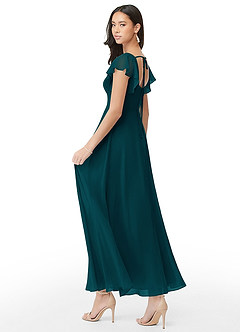 Azazie Bondi Bridesmaid Dresses Pine A-Line Ruched Chiffon Dress image4