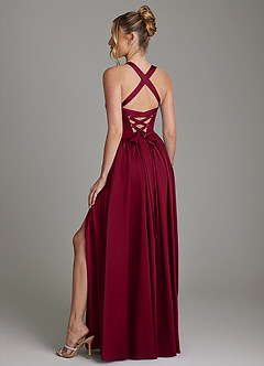 Azazie Francis Bridesmaid Dresses Burgundy A-Line Corset Stretch Satin Dress image7