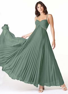 Azazie Devyn Bridesmaid Dresses Eucalyptus A-Line Corset Chiffon Dress image1