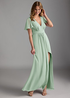 Azazie Zaniah Bridesmaid Dresses Agave A-Line Chiffon Dress image6