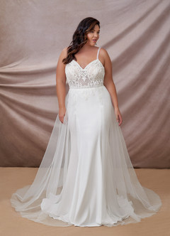 Azazie Saffron Robes de mariée Robe Sirène en Crêpe Élastique Paillettes Sweetheart Blanc De Diamant image13