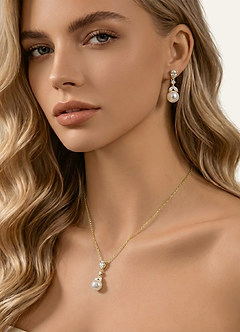 front Pear Cut Pearl Drop Necklace