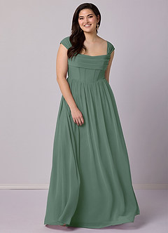 Barbie ♥ Azazie Bridesmaid Dresses Eucalyptus A-Line Corset Chiffon Dress image12
