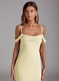 Azazie Callan Bridesmaid Dresses Lemon Sorbet Mermaid Pleated Chiffon Convertible Dress image4