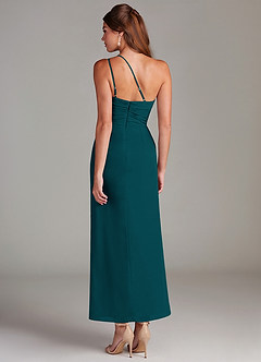 Azazie Eren 신부 들러리 드레스 인어 한쪽 어깨 쉬폰 발목 길이 드레스 image7