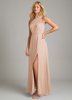 Azazie Phaedra Bridesmaid Dresses English Rose A-Line One Shoulder Chiffon Dress image5